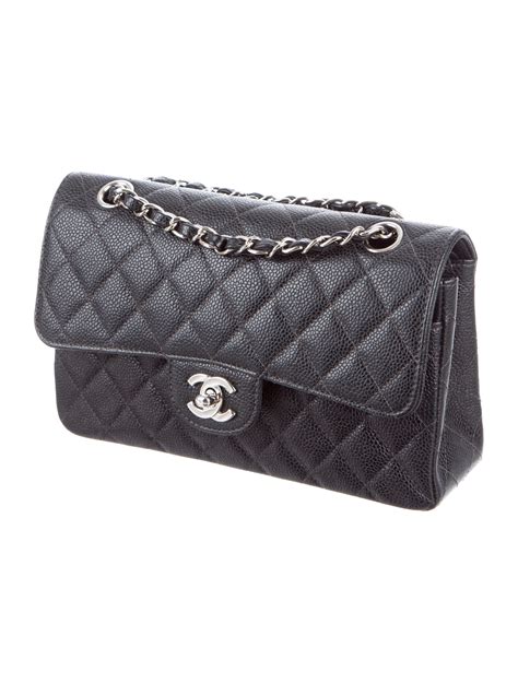 chanel caviar small flap bag|Small classic handbag, Grained calfskin & gold.